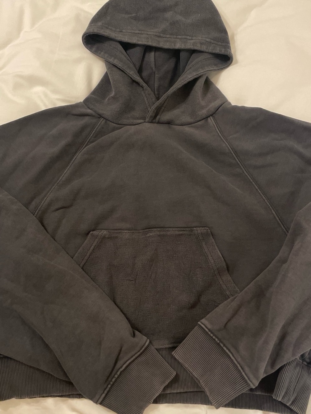 Aerie Washed Black Pullover Hoodie